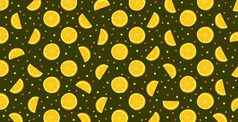 Panoramic pattern web background of rings and orange slices - Vector Stock Illustration