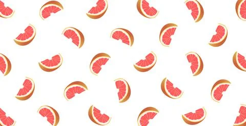 Panoramic pattern white background to grapefruit slices - Vector Stock Illustration