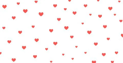 Panoramic pattern white background with red hearts - Vector Stock Illustration