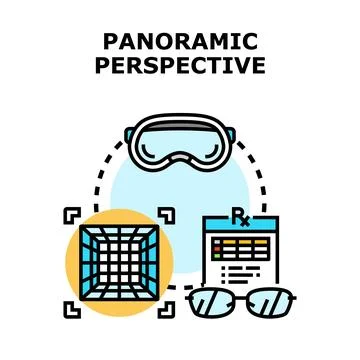 Panoramic perspective virtual reality simulation goggles Иллюстрация