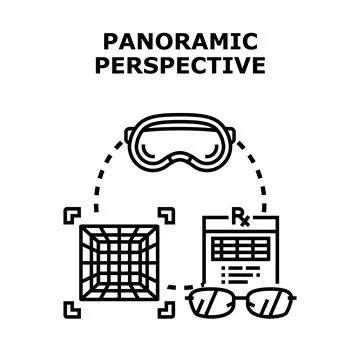 Panoramic perspective virtual reality simulation goggles Stock Illustration