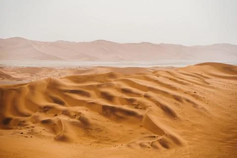 Panoramic photo of beautiful red sand dunes at Sossusvlei in Namib Desert Stock Photos