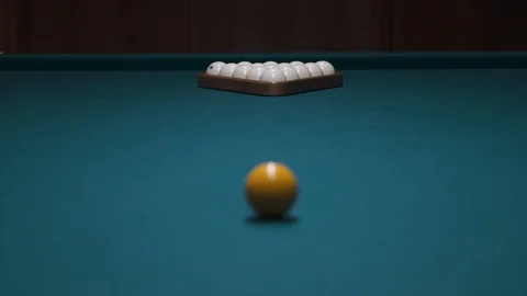 Panoramic plan of billiard balls, the beginning of the game of Russian billiards Stock Footage 106080138