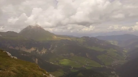 Panoramic from point 12 towards Putia and Antermoia Stock Footage 79741881