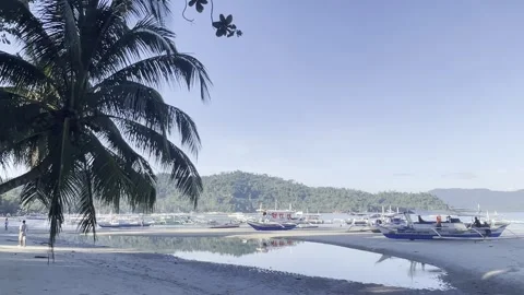 Panoramic Port Barton Beach Palawan Philippines Tropical Paradise Seascape Vídeo Stock 333496641