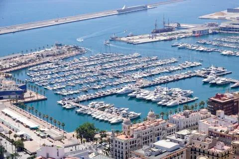 Panoramic of a port with boats Stock Photos