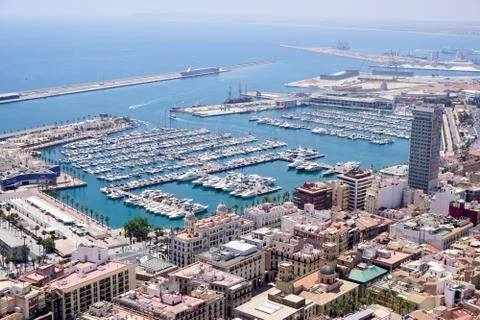 Panoramic of a port with boats Stock Photos