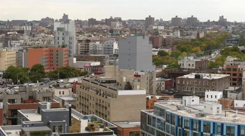 A panoramic real time shot of Williamsburg neighbourhoods in New York. Stock Footage 63341755