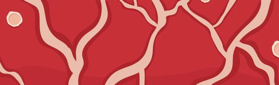 Panoramic realistic meat beef background, web template - Vector Stock Illustration
