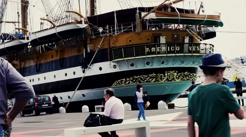 Panoramic rear of historical ship Stock Footage 63372790