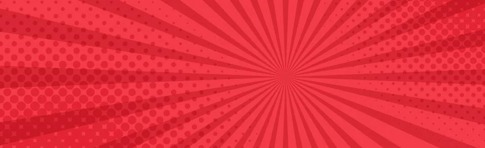 Panoramic red comic zoom with lines - Vector Stock Illustration