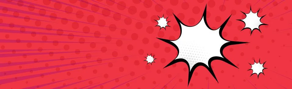 Panoramic red comic zoom with lines - Vector Stock Illustration