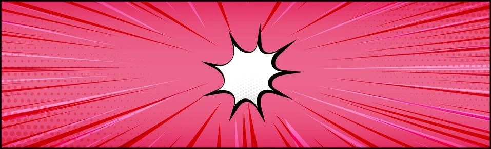 Panoramic red comic zoom with lines - Vector Stock Illustration