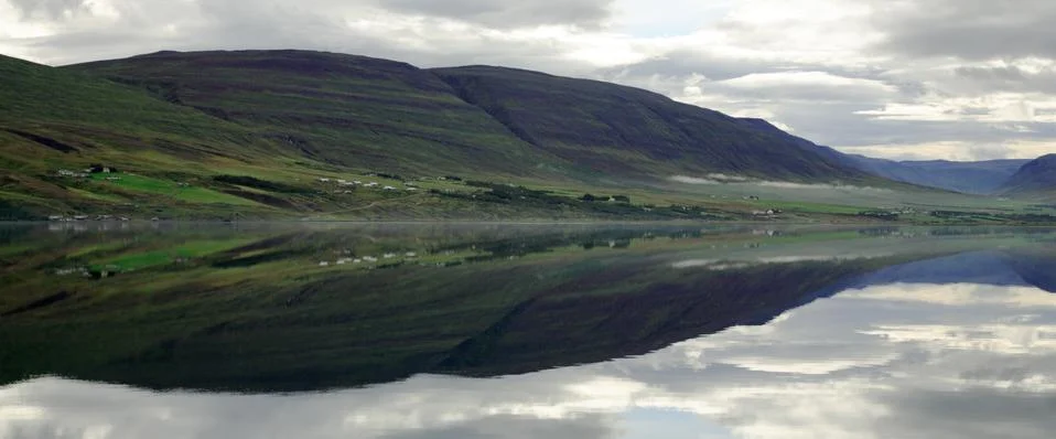 Panoramic reflection in the lake Stock Photos