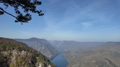 Panoramic River View in Mountains Stock Footage 288832548