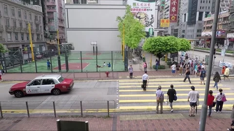 Panoramic, Road Traffic, Public Square Street, Nathan Road, Kowloon, Hong Kong 库存影片 221175918