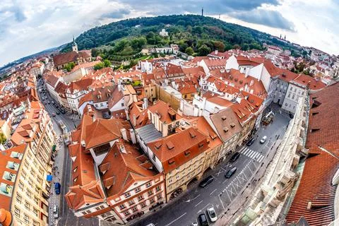 Panoramic rooftop view over Prague, Czech Republic Stock Photos
