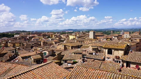Panoramic Rooftop View Over Town in Tuscany Stock Footage 255795607