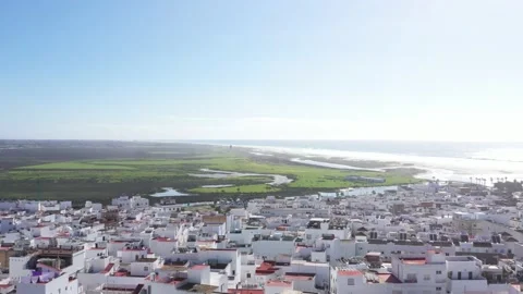 Panoramic roundlook of Conil de la Frontera Stock Footage 145764438
