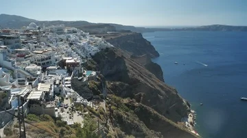 Panoramic of Santorini Cliff, Greece Stock Footage 85952094