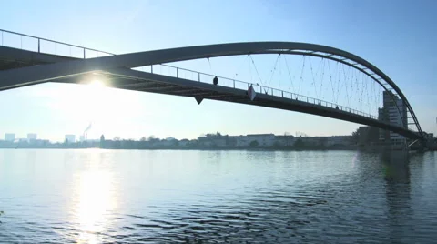 Panoramic scenery of beautiful bridge road landscape at sunset sky background 動画素材 61371906