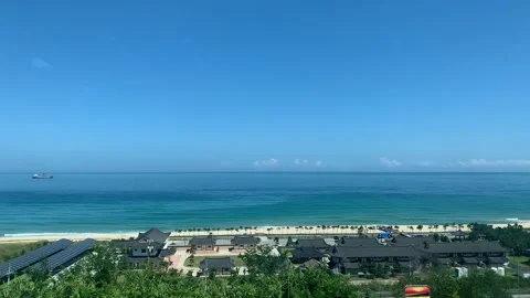 Panoramic, scenic view of sandy Mangsang Beach. Donghae, South Korea Stock Footage 295759372