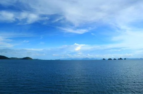 Panoramic sea and sky at sunset Stock Photos