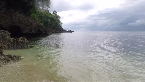 Panoramic Sea Horizon View, Sandy Beach, Sipalay, Negros island, Philippines Stock Footage 336958048