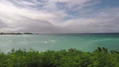 Panoramic Sea Horizon View, Waves on windy day, Malapascua island, Philippines Stock Footage 246592575