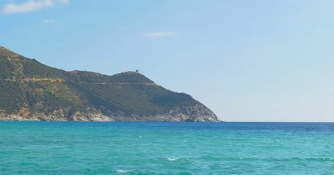 Panoramic sea view at summer sunny day. Sea landscape. Stock Footage 82367661
