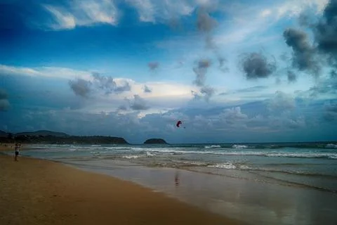 Panoramic sea view at sunset in the evening in Phuket Stock Photos
