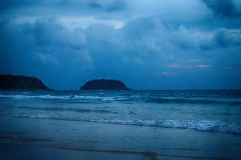 Panoramic sea view at sunset in the evening in Phuket Stock Photos
