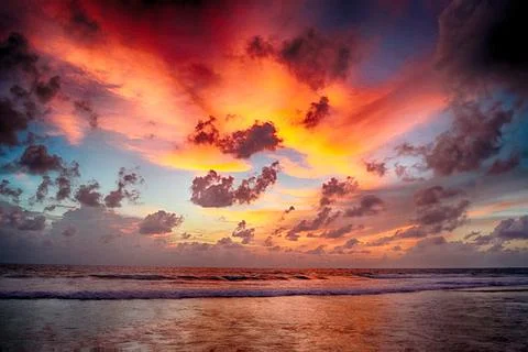 Panoramic sea view at sunset in the evening in Phuket Stock Photos