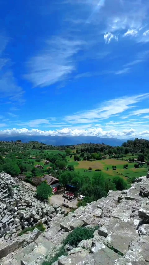Panoramic shoot mountains landscape blue sky 動画素材 274052489