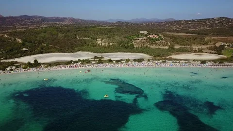 Panoramic shooting on the crowded beach of people Stock Footage 98992904