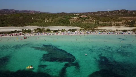 Panoramic shooting with a drone on the beach Stock Footage 98992941