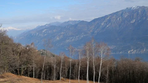Panoramic shot with the Alps and Como Lake Vídeos de archivo 123790095