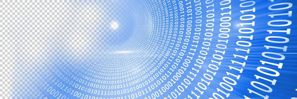 Panoramic shot binary codes on blue screen Stock Illustration