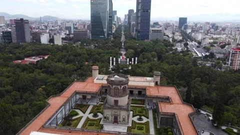 Panoramic shot of Chapultepec castle in Mexico City, 4K Stock Footage 159618607