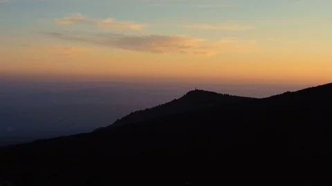 A panoramic shot during sunset on Mount Etna Stock Footage 88569608