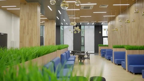  Panoramic shot of empty cafeteria Stock Footage 302473566