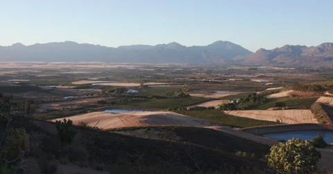 Panoramic shot of famous fruit growing Ceres valley Stock Footage 61249827