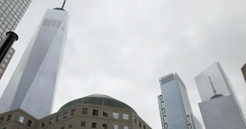 Panoramic Shot Of The Impressive Iconic World Trade Centre By New York Skyline Stock Footage 112338600