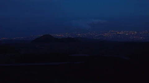 A panoramic shot from Mount Etna at night Stock Footage 88577823