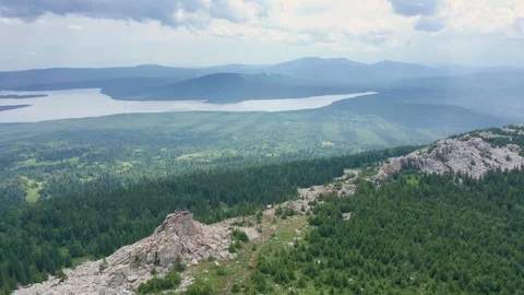Panoramic shot of a mountainous forest area. Stock Footage 114056756