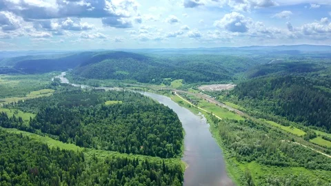 Panoramic shot over the area with a dense forest Stock Footage 116678163