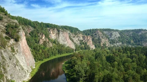 Panoramic shot over the river valley. Stock Footage 114728186