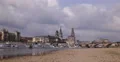 Panoramic Shot Pan Left Busy City Dresden Skyline Car Traffic People Commuting 4k or 4k+ Resolution
