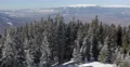 Panoramic Shot Pan Right Winter Mountain Sightseeing Sky Resort Aerial View Day 4k or 4k+ Resolution