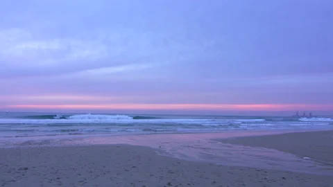 Panoramic shot of sea sunset. Horizon over water. Cloudy day Stock Footage 223945009